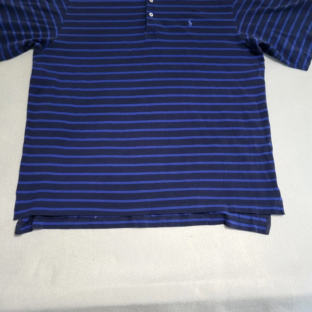 Ralph Lauren Polo Golf Blue Striped Polo Shirt Men's Size XL 100% Cotton